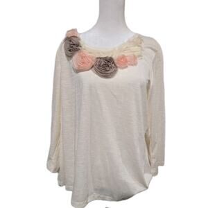 Christopher And & Banks Women's Size XL 3D Floral Top Shirt Bouse New NWT